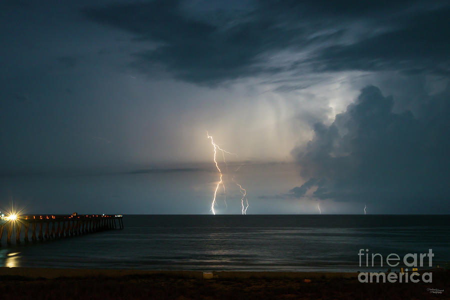 Navarre Beach Night Lightning Photograph by Jennifer White
