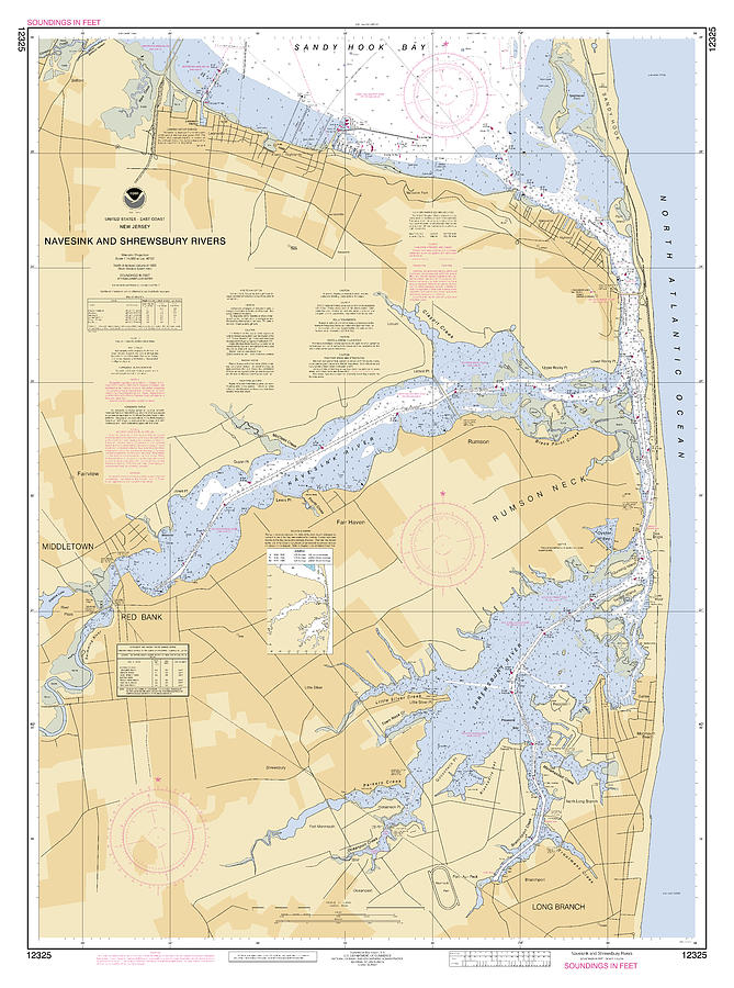 Navesink And Shrewsbury Rivers, Noaa Chart 12325 Digital Art by