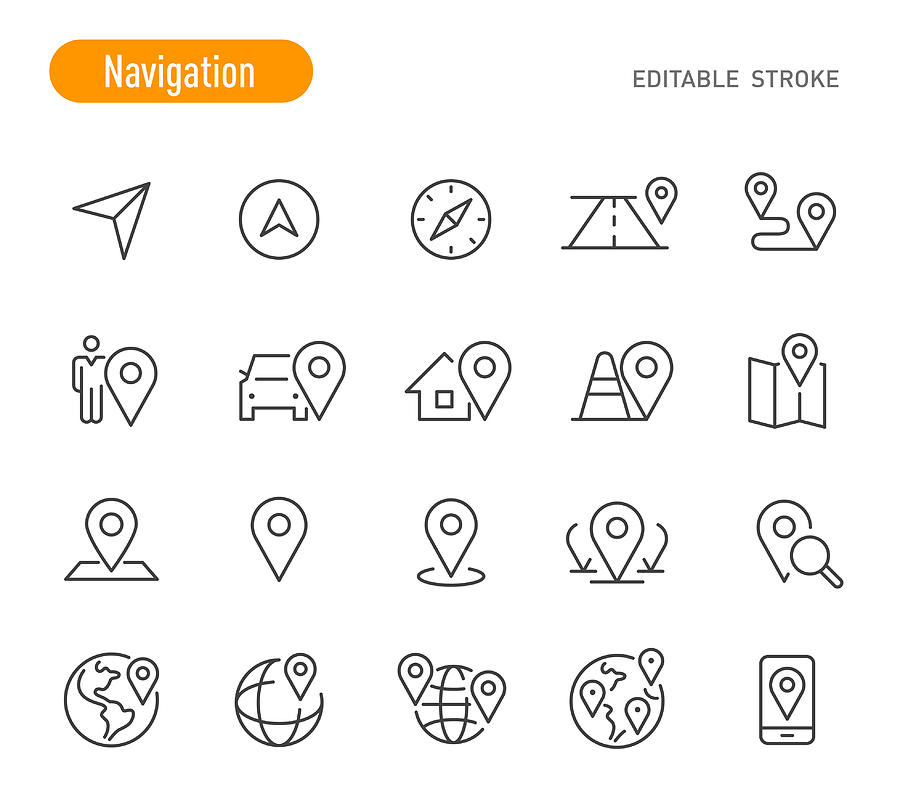 Navigation Icons Set - Line Series - Editable Stroke Drawing by -victor-