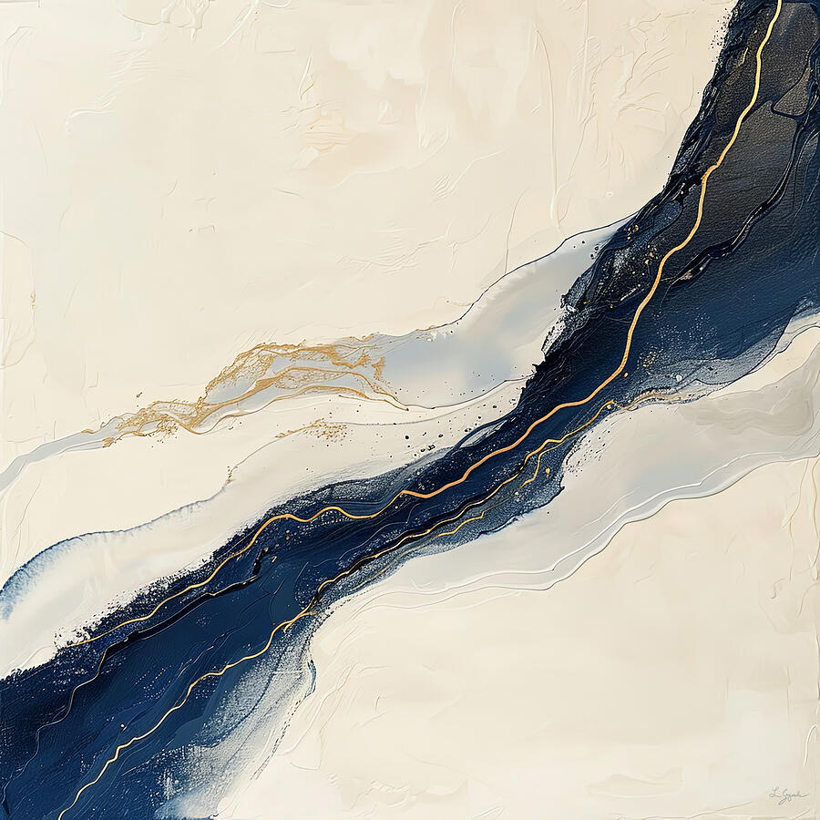 Navy and Gold Painting Painting by Lourry Legarde