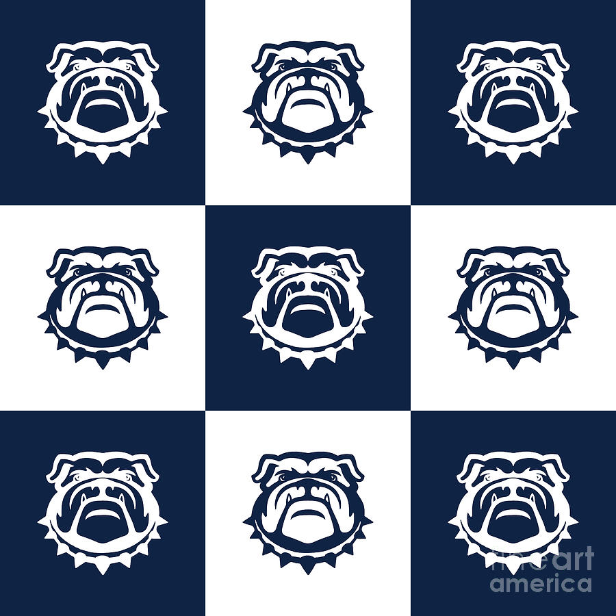 Georgetown University Digital Art - Navy and White Nine Bulldogs Care by College Mascot Designs