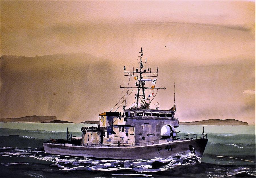 Navy Corvett 41 Painting by Val Byrne