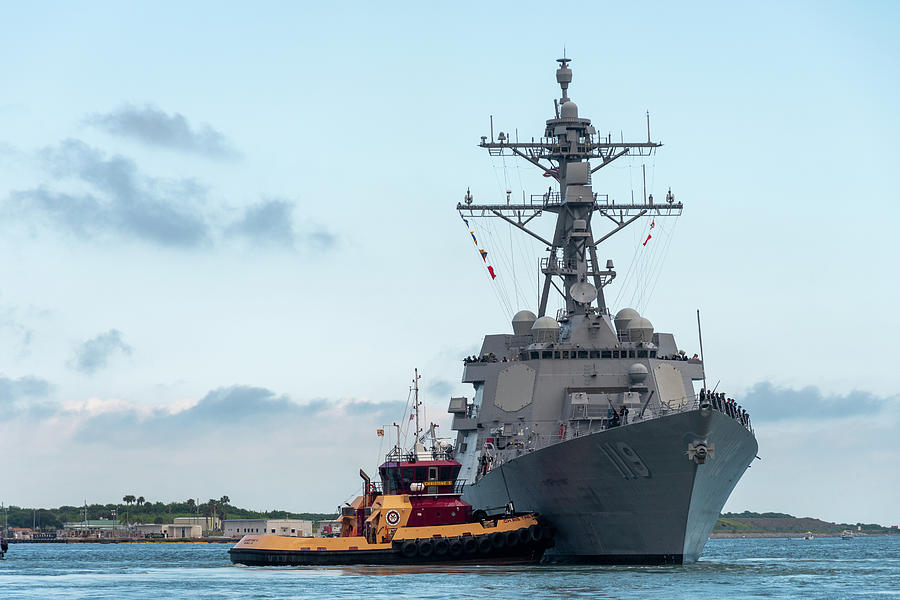 Navy Destroyer USS Delbert D. Black and Tugboat Photograph by Bradford Martin