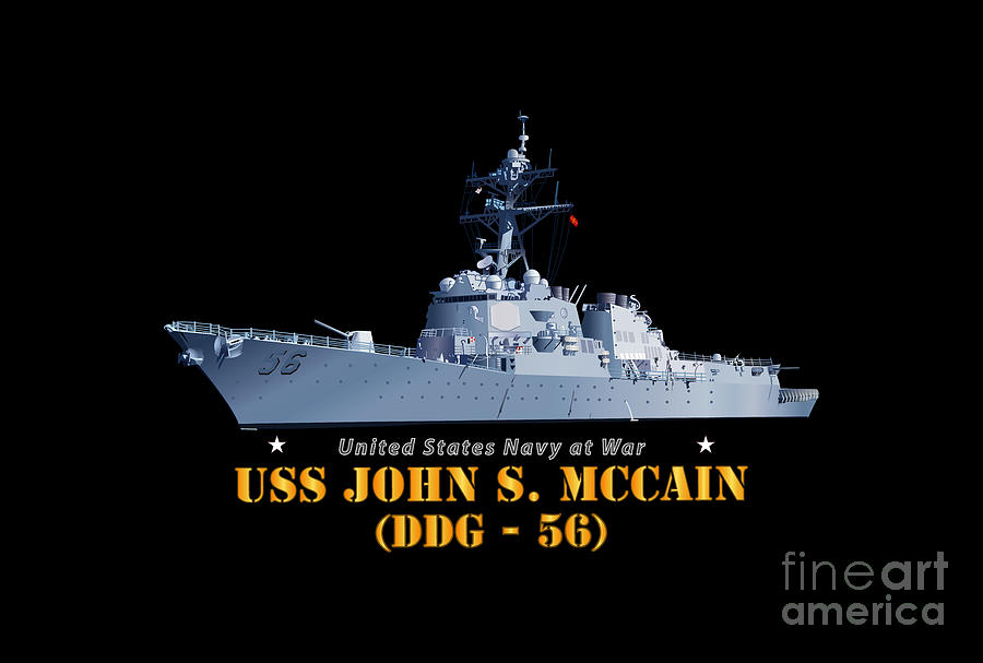 Navy - Destroyer - USS John S McCain - Ship on Top Txt Digital Art by ...