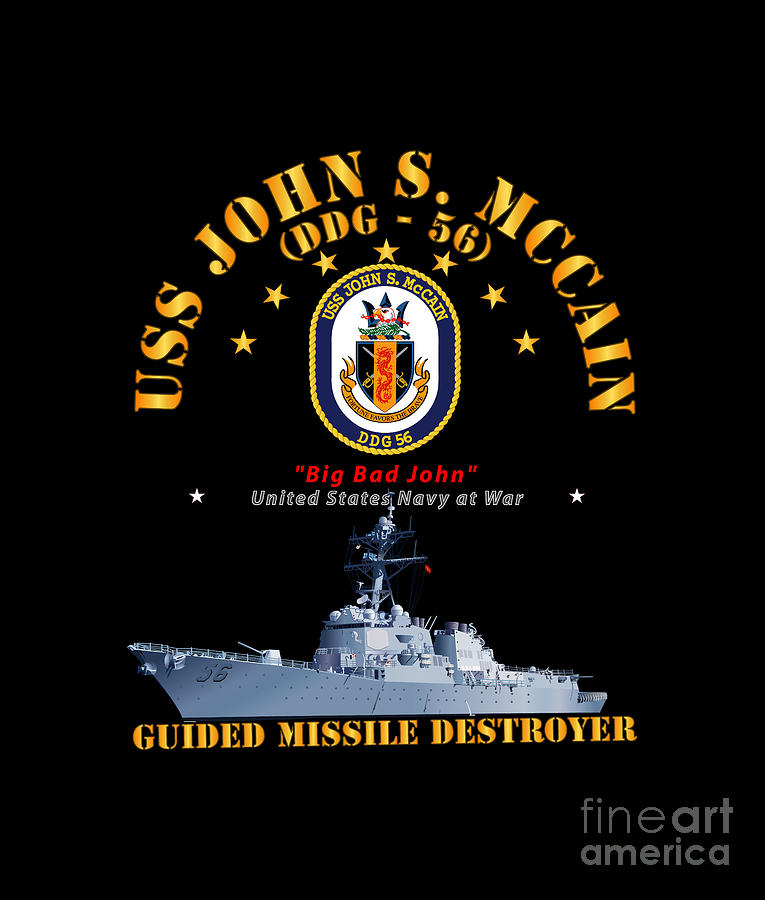 Navy - Destroyer - USS John S McCain - Ship Digital Art by Tom Adkins ...