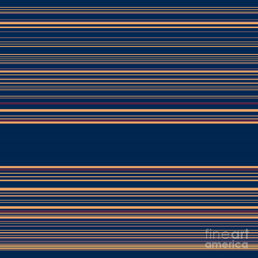 Navy Gold Stripes Digital Art