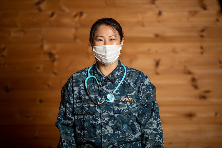 Navy nurse with stethoscope portrait Photograph by Petesphotography