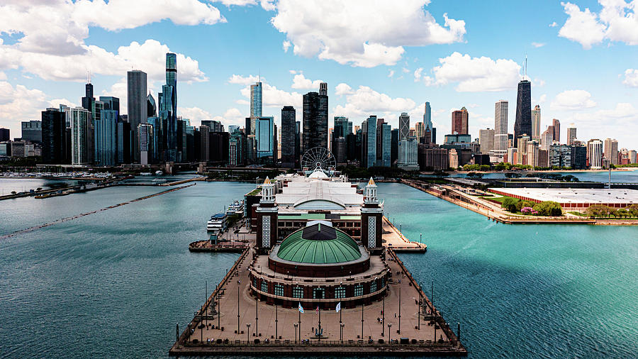 Navy Pier Aerial Photograph By Michael Spice 