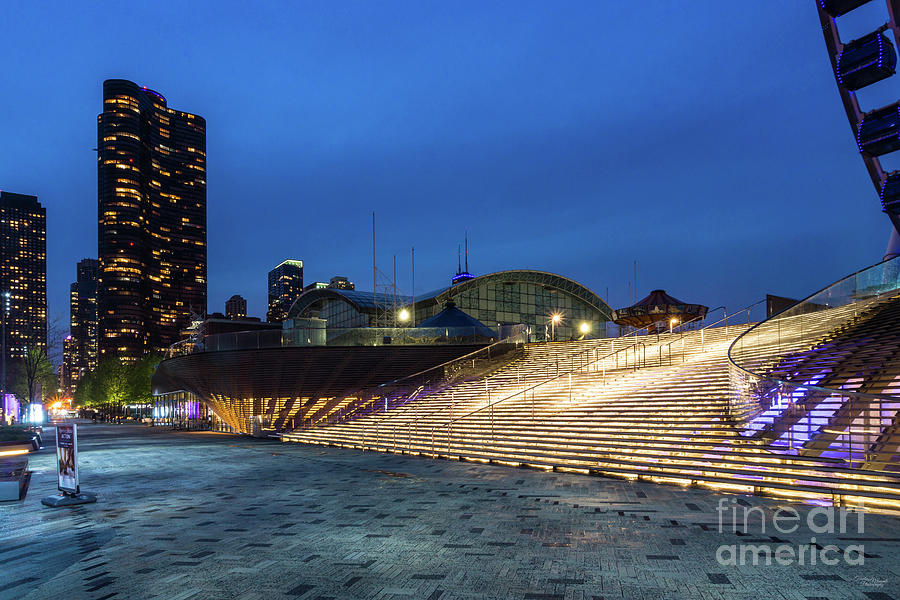 Navy Pier Stairs Night Photograph by Jennifer White