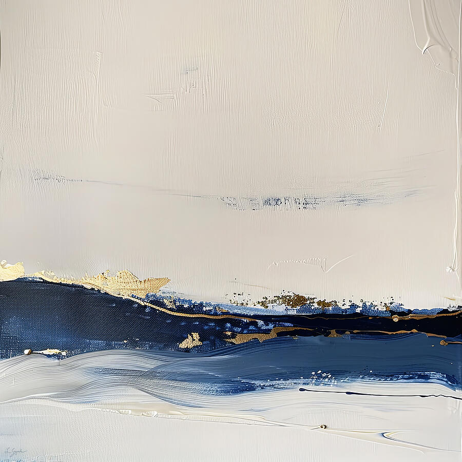 Navy, White and Gold Abstract Paintings in  Painting by Lourry Legarde