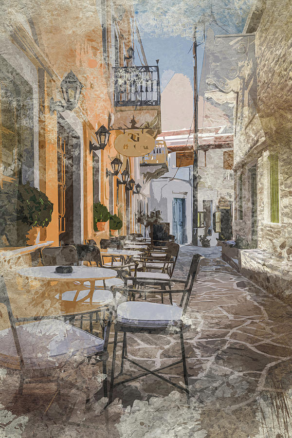 Naxos Street Eating Digital Art by Chris Fletcher