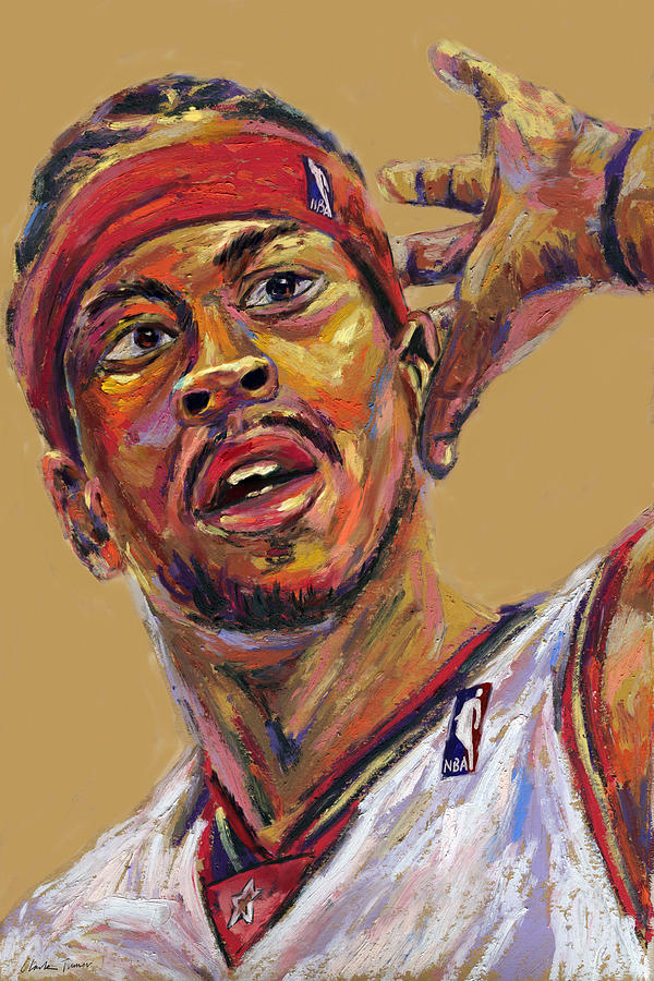 NBA Allen Iverson Philadelphia 76ers Basketball Pastel by Clark Turner ...