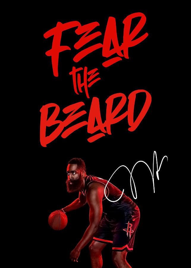 Nba Basketball Poster James Harden Fear The Beard Digital Art By Team Awesome