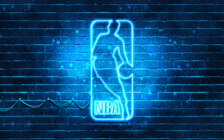 NBA blue logo 4k blue brickwall National Basketball Association NBA ...