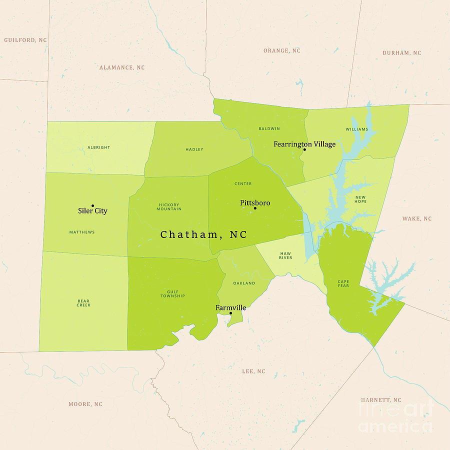 NC Chatham County Vector Map Green Digital Art by Frank Ramspott - Pixels