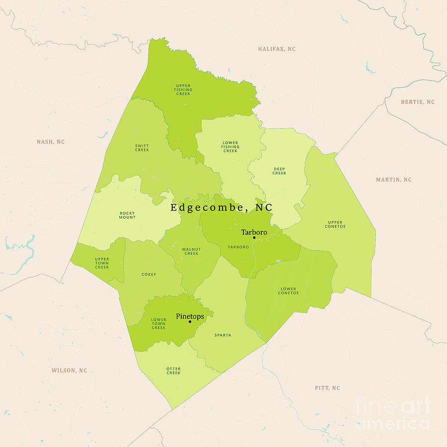 Nc Edgecombe County Vector Map Green Digital Art By Frank Ramspott Pixels 9071