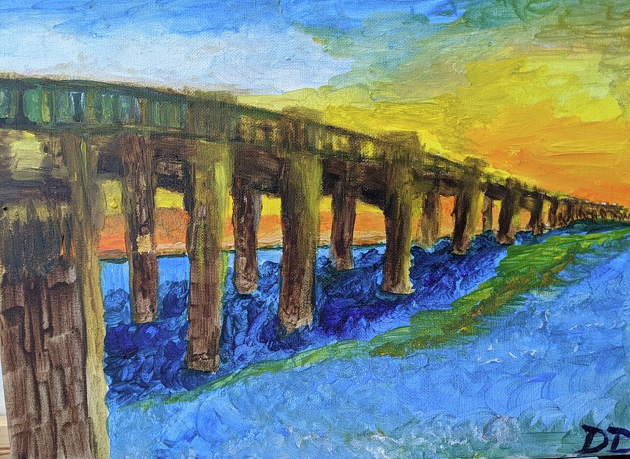 NC pier Painting by Diane Dahm