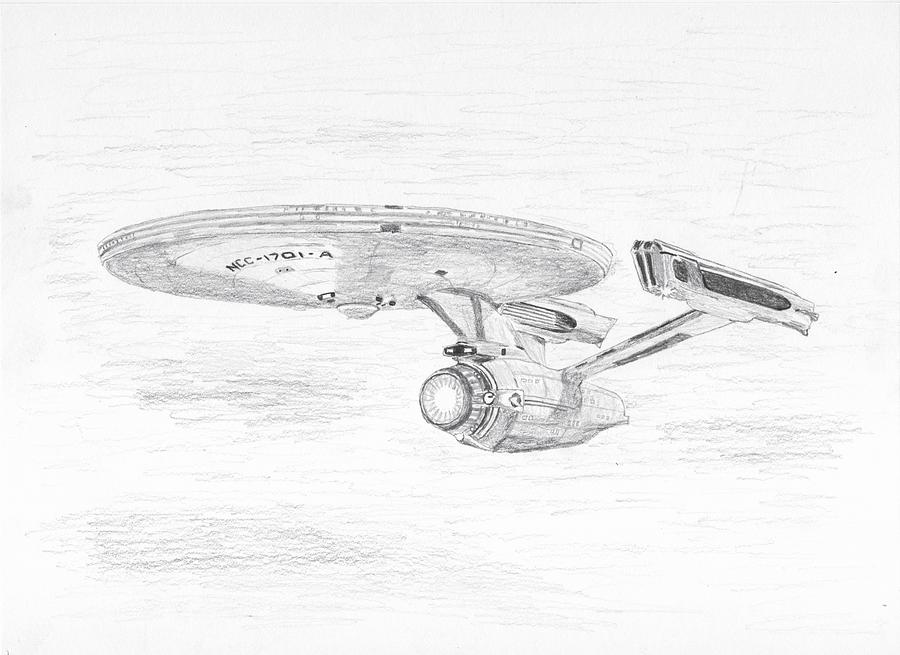 Star Trek Drawing - NCC-1701-A Enterprise by Michael Penny