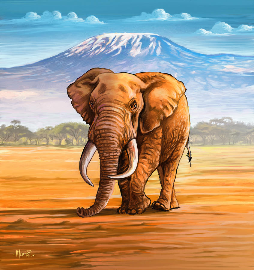 Ndlovu in Amboseli Painting by Anthony Mwangi
