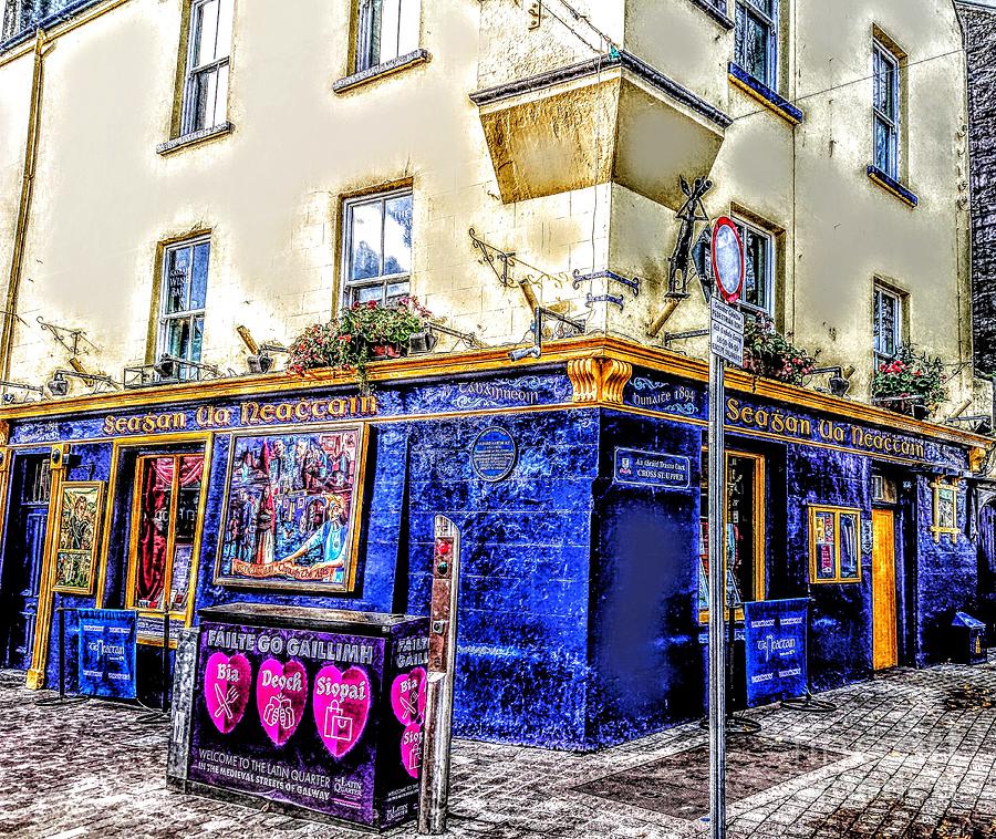 Neachtains pub Galway Ireland print  Painting by Mary Cahalan Lee - aka PIXI