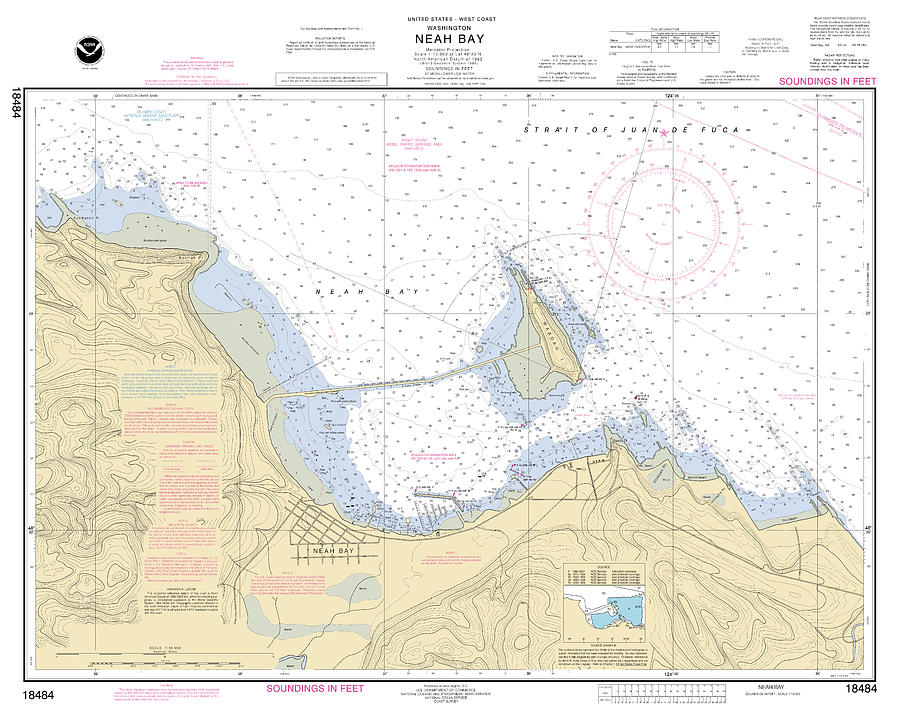 Neah Bay Washington, Noaa Chart 18484 Digital Art by Nautical