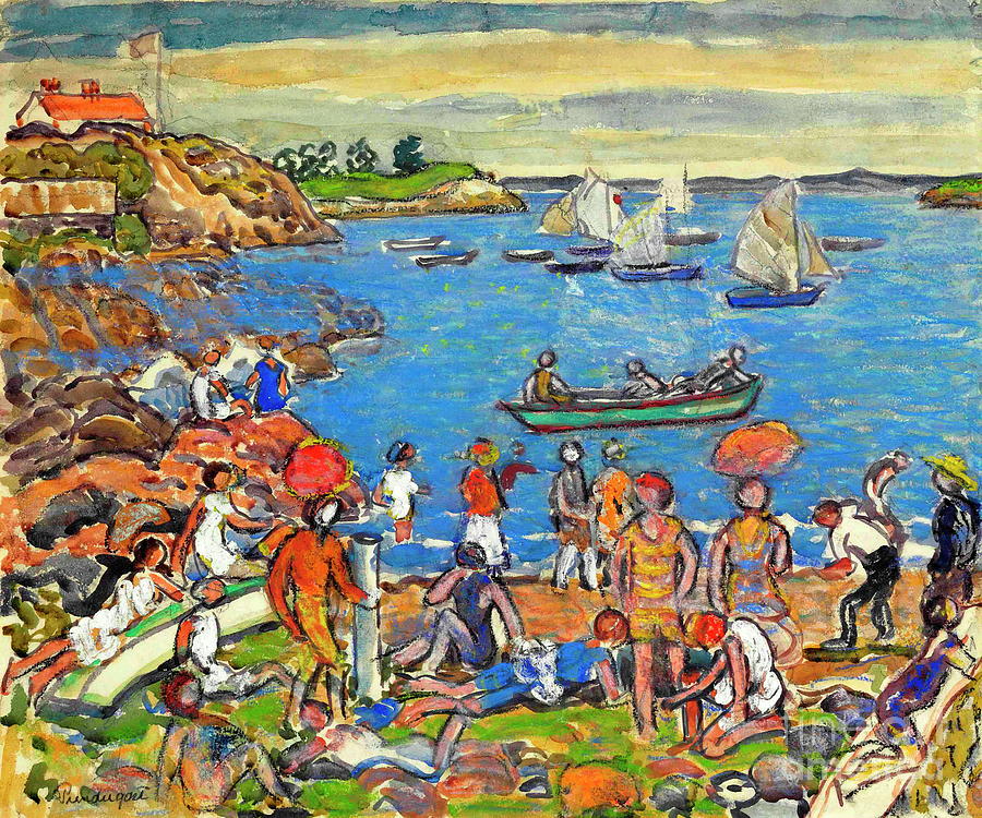 Near Gloucester Painting by Maurice Prendergast
