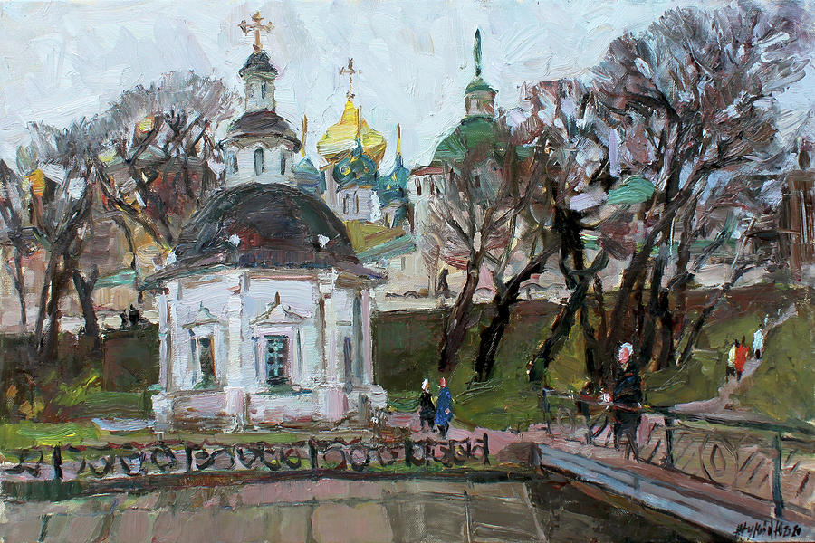 Near the walls of the Trinity Lavra of St. Sergius Painting by Juliya Zhukova