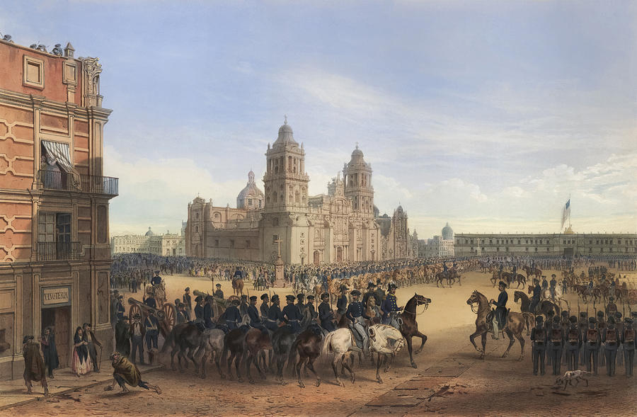 Greek Drawing - Nebel Mexican War 12 Scott in Mexico City  by Adolphe Jean-Baptiste Bayot
