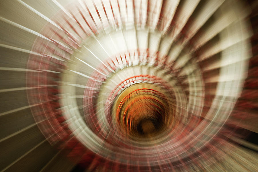 Neboticnik spiral stairway with zoom burst effect Photograph by Ian Middleton