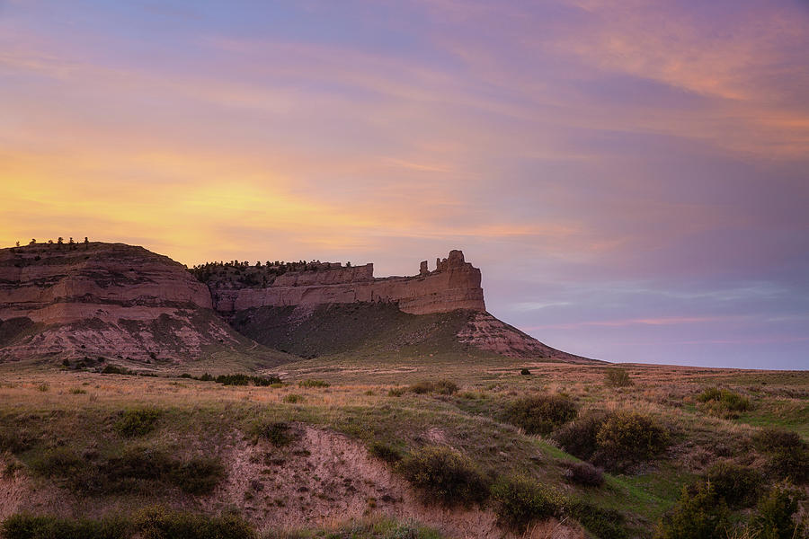 Sunset Photograph - Nebraska - Bluff and Prairie Landscape at Sunset on the Northern Plains by Southern Plains Photography