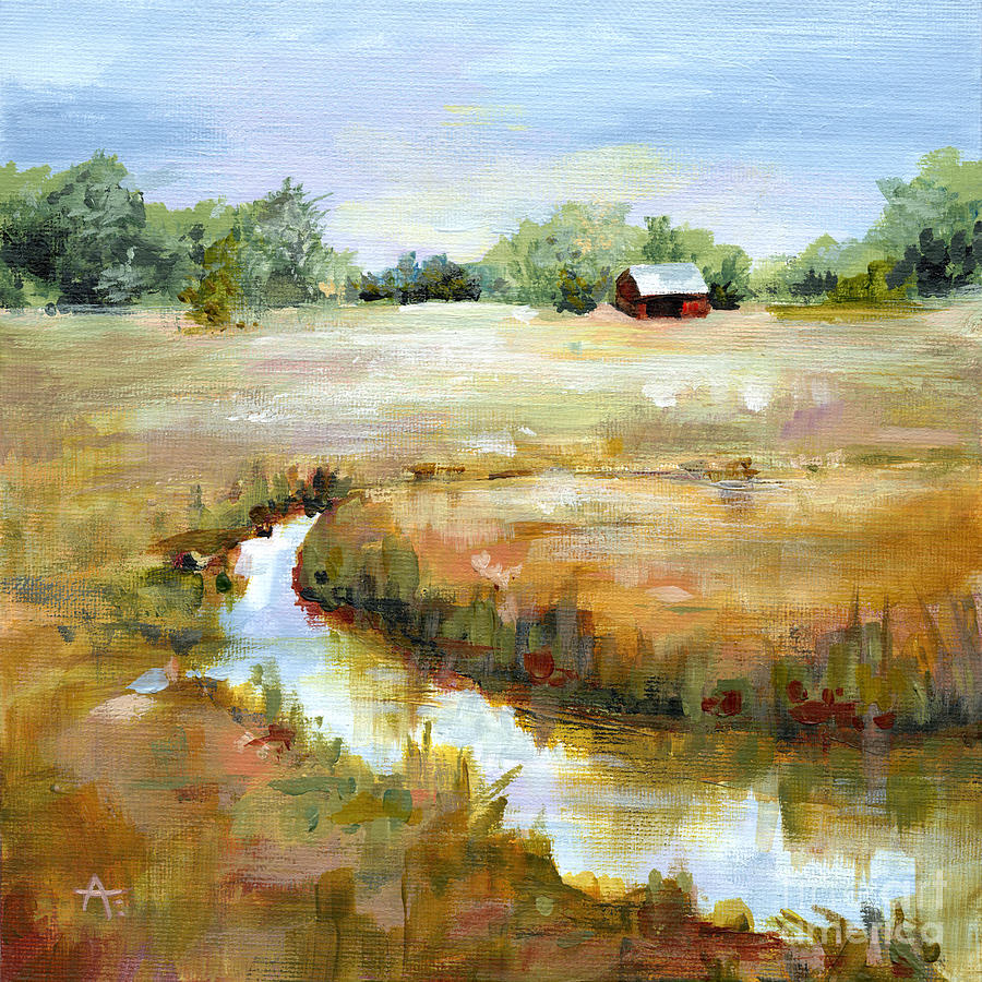 Nebraska Skies - Creek Side Painting by Annie Troe