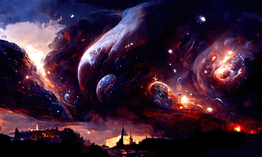 Nebula City, 04 Painting by AM FineArtPrints