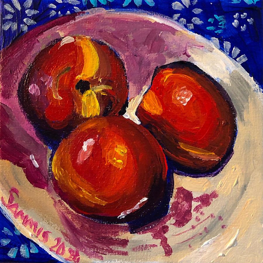 Nectarines Painting by Sarah Sammis - Fine Art America