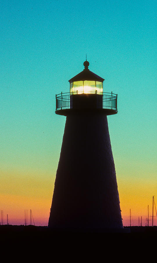 Neds Point Lighthouse at Twilight Photograph by Nautical Chartworks