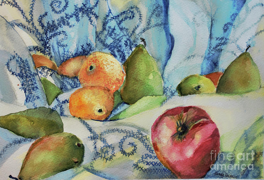 Needlepoint with an Apple Painting by Mindy Newman