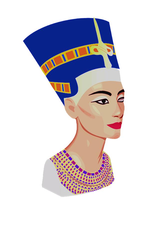 Egypt, Egyptian. Nefertiti, Bust, illustration. Digital Art by Tom Hill ...