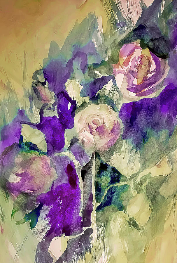 Negative Paint Technique On Roses Painting by Lisa Kaiser
