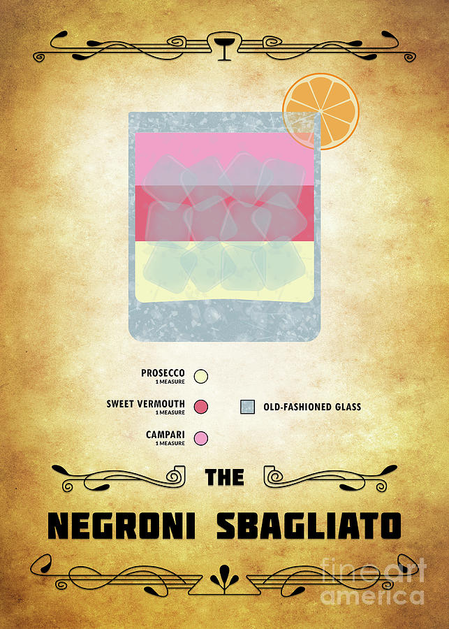 Negroni Sbagliato Cocktail - Classic Digital Art by Bo Kev