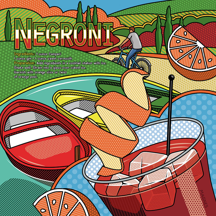 Boat Digital Art - Negroni with Recipe by Ron Magnes