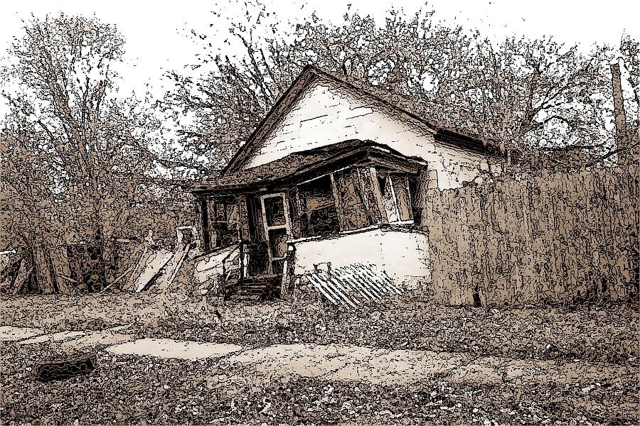 Old, Abandoned Home #3 Ink Sketch Photograph by Reynold Jay