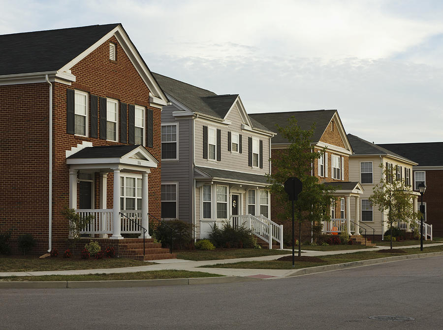 Neighborhood Homes On Street Corner Photograph by Mint Images