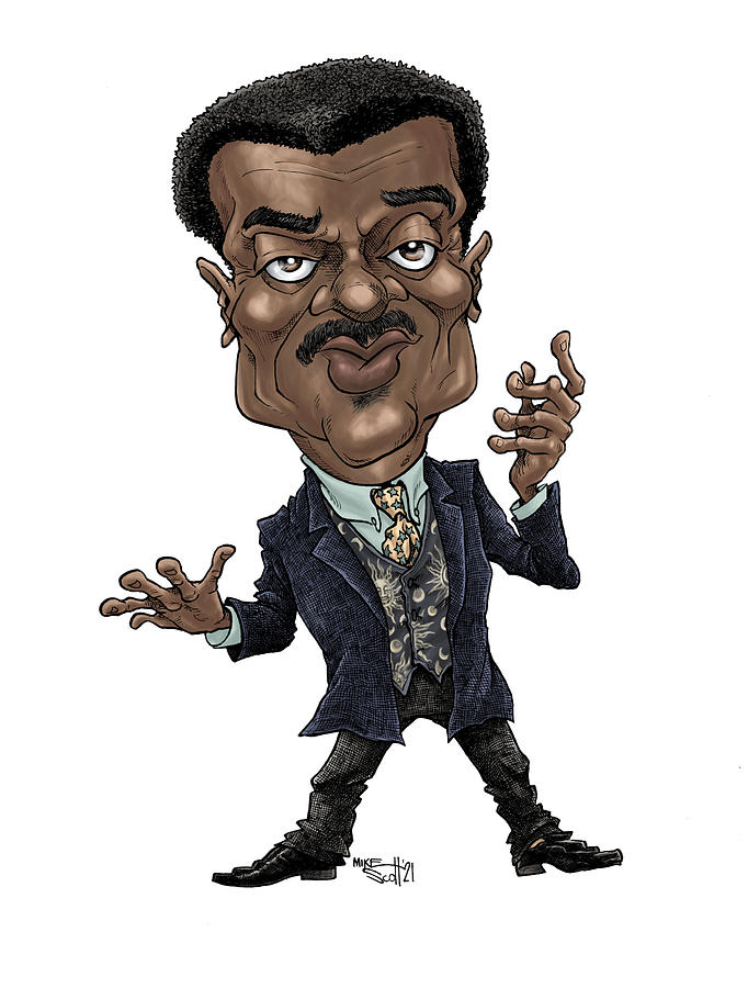 Neil DeGrasse-Tyson in Color Drawing by Mike Scott