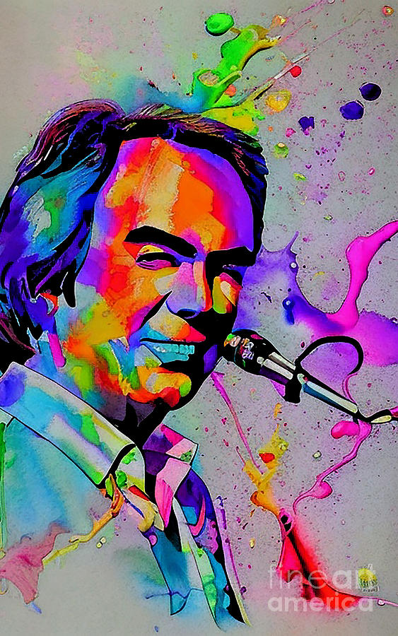 Neil Diamond Singer 1 Mixed Media by Lisa Von - Fine Art America