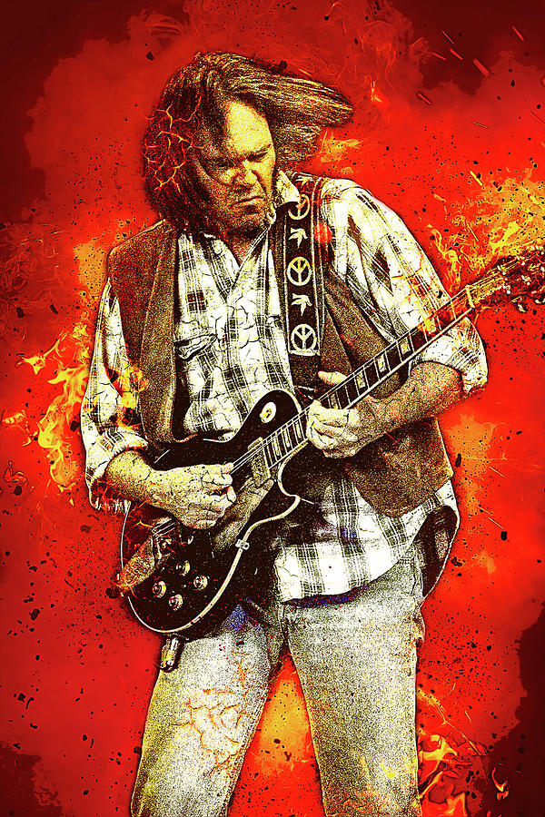 Neil Young Mixed Media - Neil Young Art Rockin In The Free World by James West by The Rocker