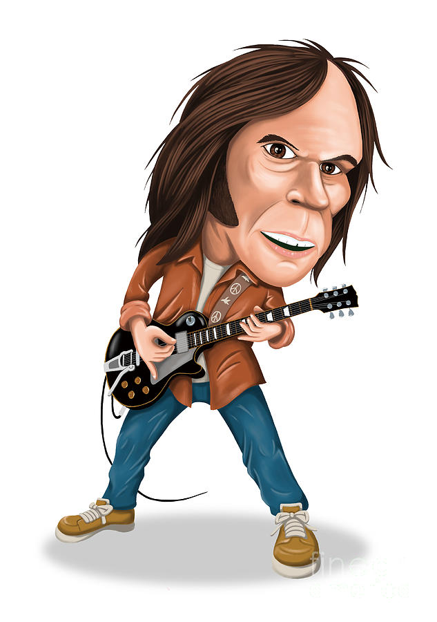 Neil Young caricature Digital Art by Tens Graphy