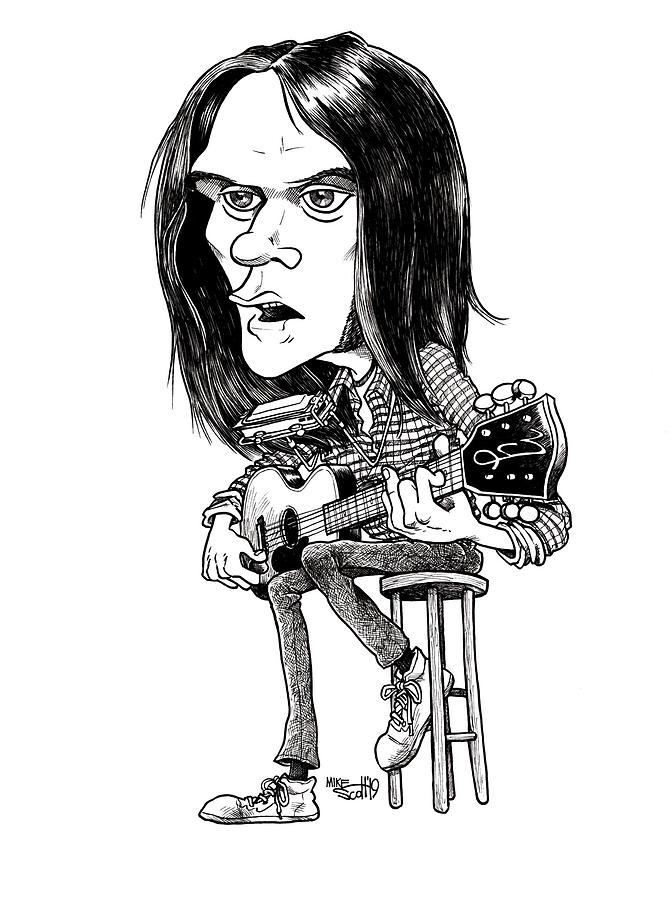 Neil Young Drawing by Mike Scott