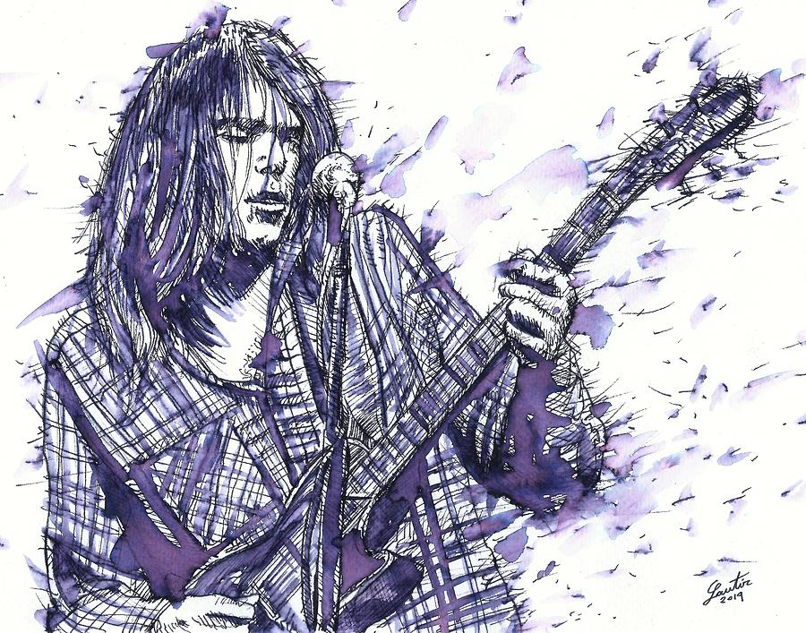 NEIL YOUNG - watercolor portrait.6 Painting by Fabrizio Cassetta