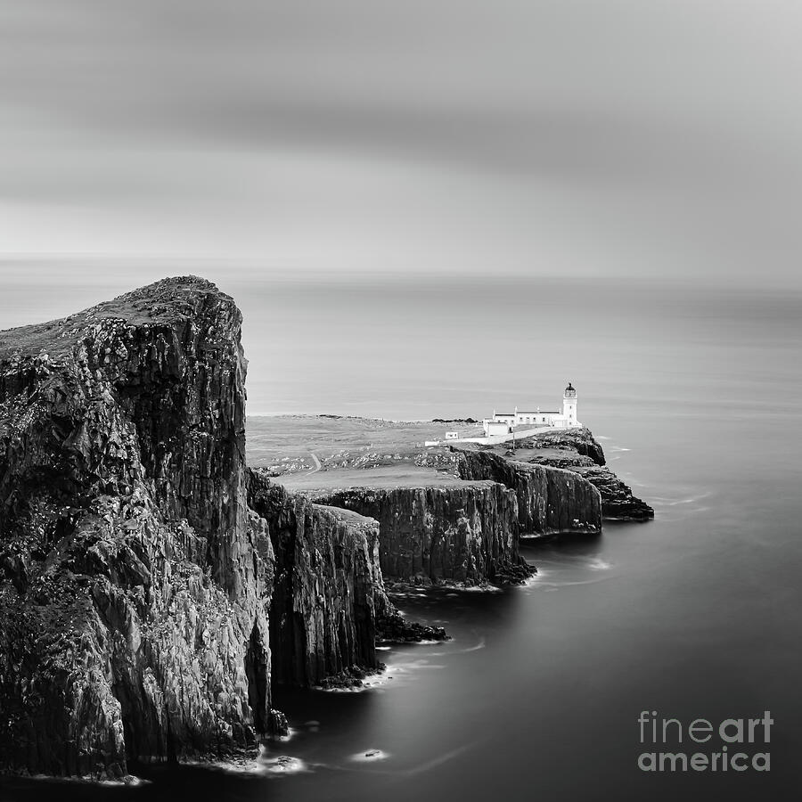 Neist Point Lighthouse in Black and White Photograph by Henk Meijer Photography