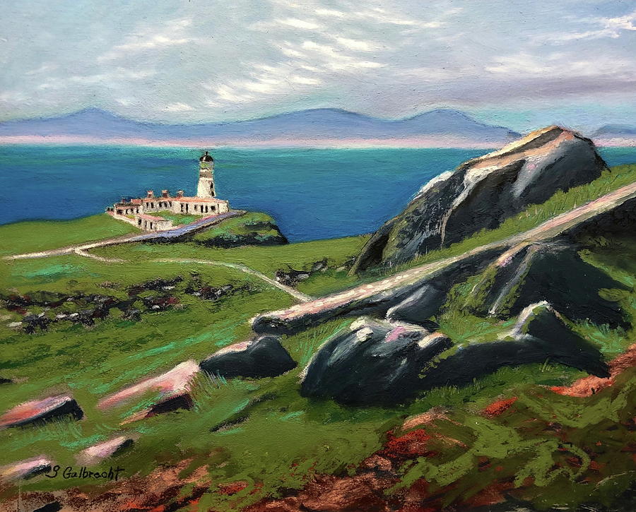 Neist Point Lighthouse on the Isle of Skye, Scotland Painting by Shirley Galbrecht