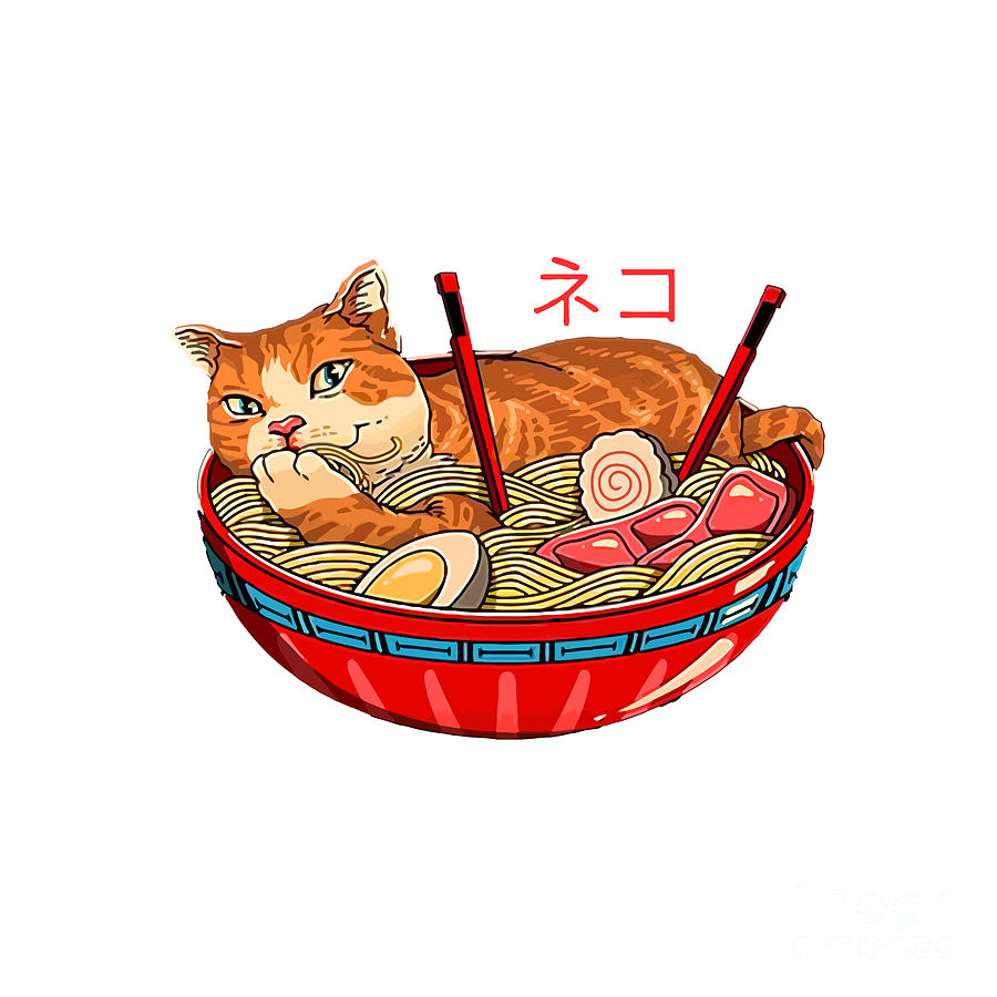 Neko Ramen Drawing by Yani Hartati - Fine Art America